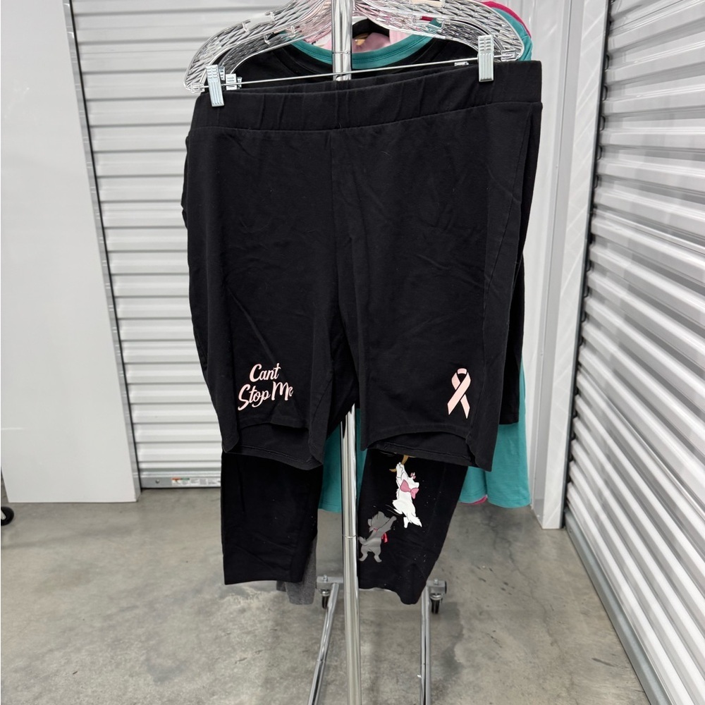Torrid | Bike Shorts with Quote and Pink Ribbon in Black | size 4 - Picture 2 of 3